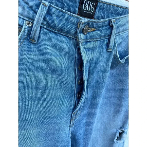 BDG Urban Outfitters Womens Wide Leg Distressed Fringe Denim Jeans Blue Sz 27 - Picture 5 of 14